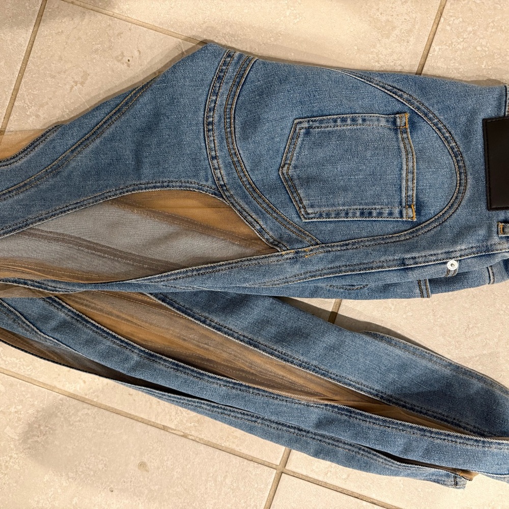 Mugler Blue Denim with Tan Mesh Accents - Picture 2 of 3
